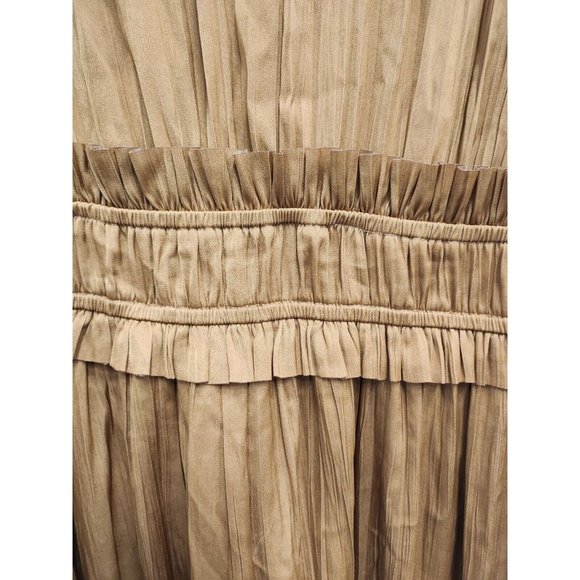 Roan + Ryan Womens Talulah BOHO Midi Dress Small Mustard Yellow Ruffled V-Neck - Picture 6 of 12